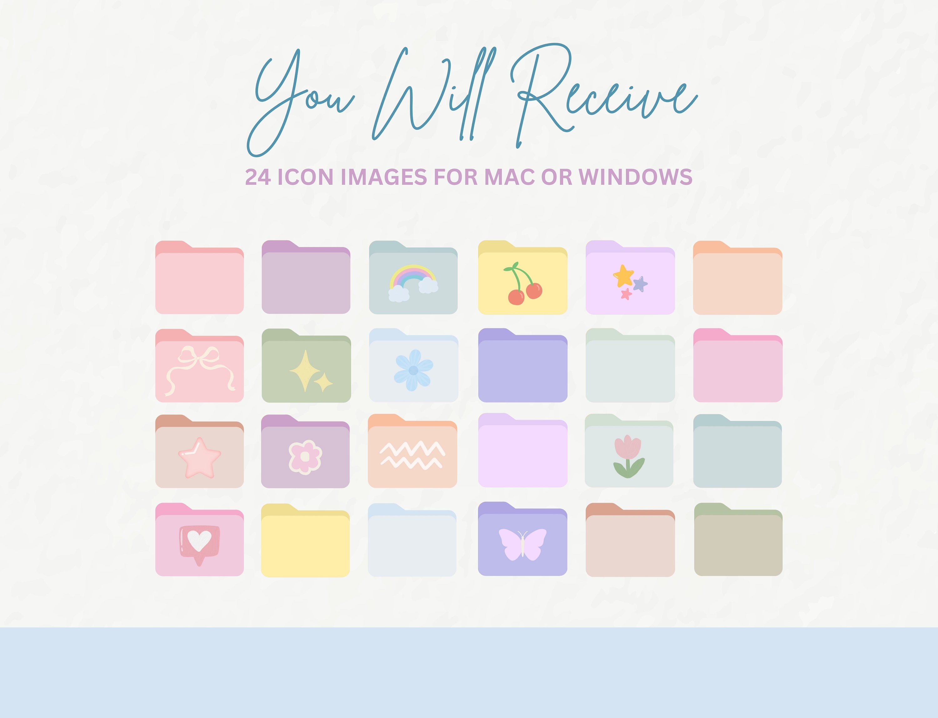 Desktop Folder Icons Pastel Rainbow, Cute Aesthetic Mac Desktop, PC ...
