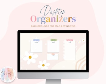 Desktop Organizer Wallpaper Aesthetic 2024, Desktop Background Cute Aesthetic, Pastel Desktop Organizer For Mac and Windows Instant Download