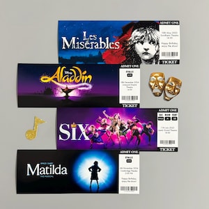 Personalised Theatre Ticket |  Show | Musical Theatre | Memorabilia |  Concert | Surprise Ticket | Souvenir Ticket | Broadway 195x70mm