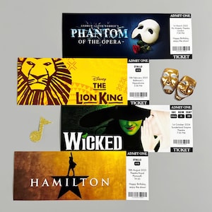 Personalised Theatre Ticket |  Show | Musical Theatre | Memorabilia |  Concert | Surprise Ticket | Souvenir Ticket | Broadway 195x70mm