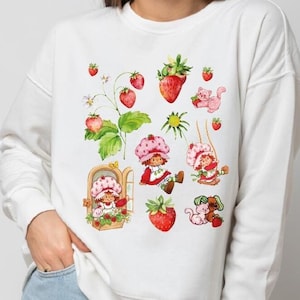 Strawberry Girl Cartoon PNG, Watercolor Happy Easter PNG, Cartoon png, Cute strawberry PNG, Retro cartoon girl Clipart, Cottage Floral png
