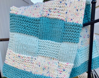 Hand Knit Baby Blanket, Handmade Cozy Baby Blanket,Baby Shower Gift, Newborn Gift, Nursery Blanket, Stroller Blanket, Gift For New Mom