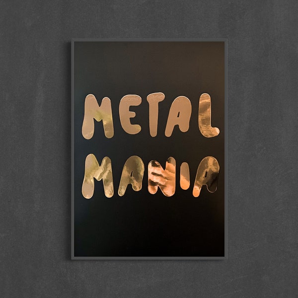 Folienposter METAL MANIA: Wandposter Rock'n'Roll Heavy Metal Wandkunst Rockstar Wandbild Rockposter Geschenke Musiker Deko Proberaum Studio