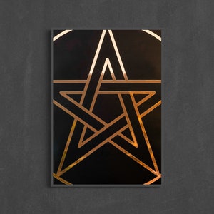 Poster PENTAGRAM: Kupfer Folienposter Gothic Wanddeko Death Wandbild Wandkunst Gothic Musiker Geschenk Gothic Black Metal Düstere Kunst