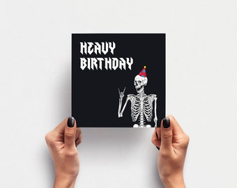 Heavy Birthday Card – Heavy Metal Birthday Card, Rock 'n' Roll Gift for Rock Fans and Metalheads – Square Folded Card with Envelope