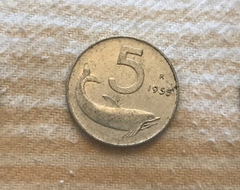 Coins circulation coin Italy 5 lire 1955