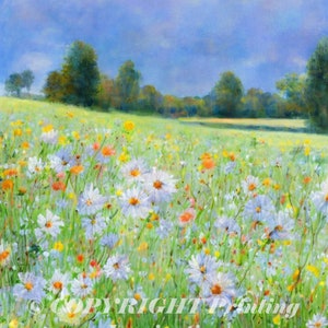 Flower Fields, Printable Wall Art, Beautiful Art, Watercolor, Great gift for friends or family