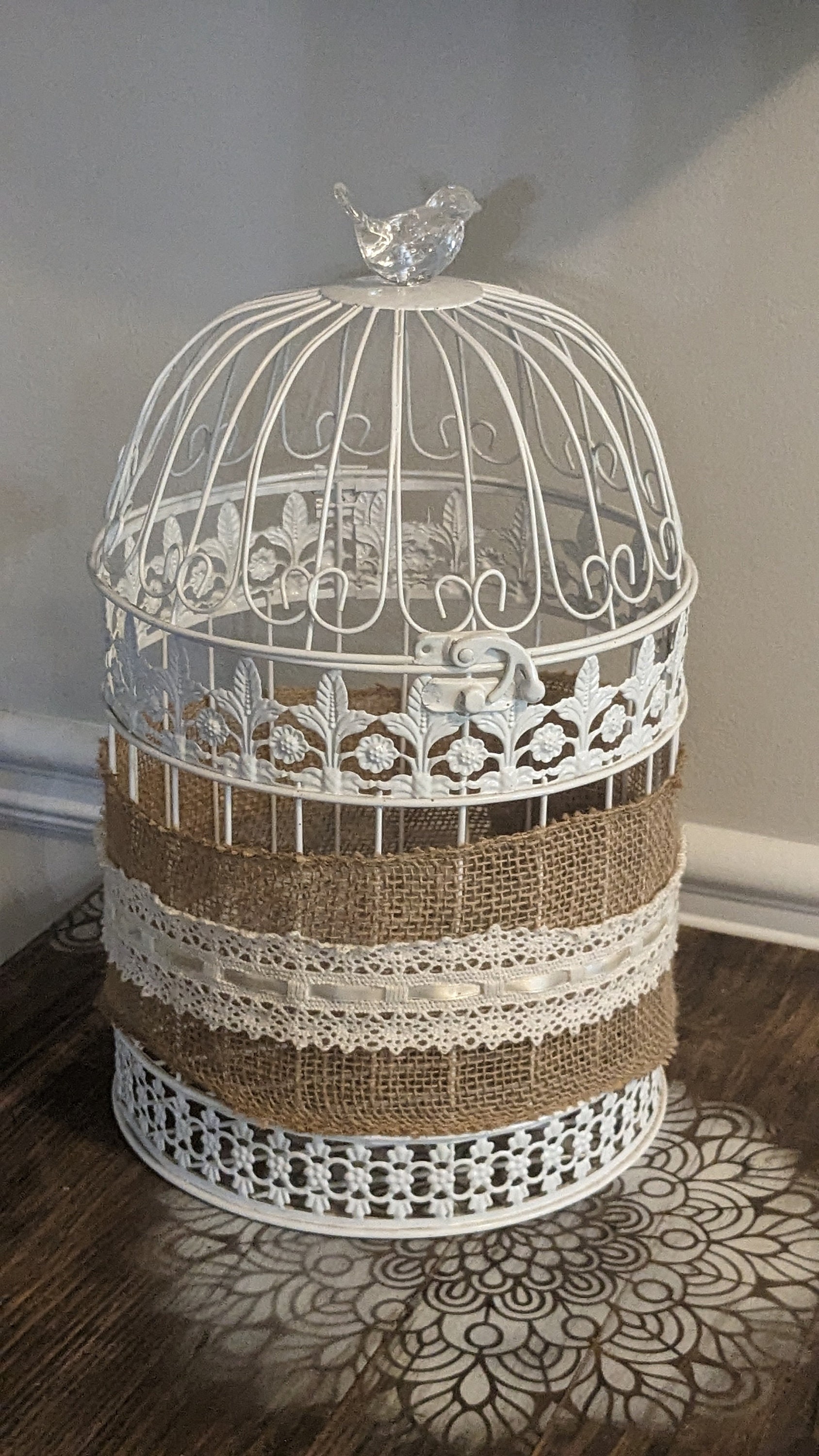 Vintage Metal Ornate White Bird Cagedecorative Patiogardenoutdoor — free download