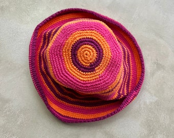 Handmade crochet bucket hat, hippie festival hat