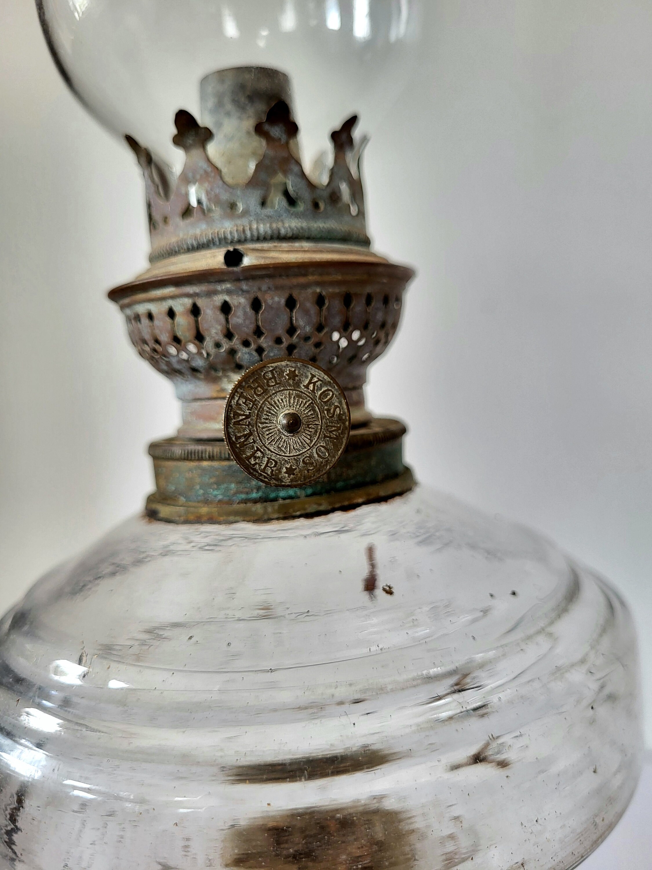 Vintage Brass Plated Kerosene Lamp Antique Brass Etsy