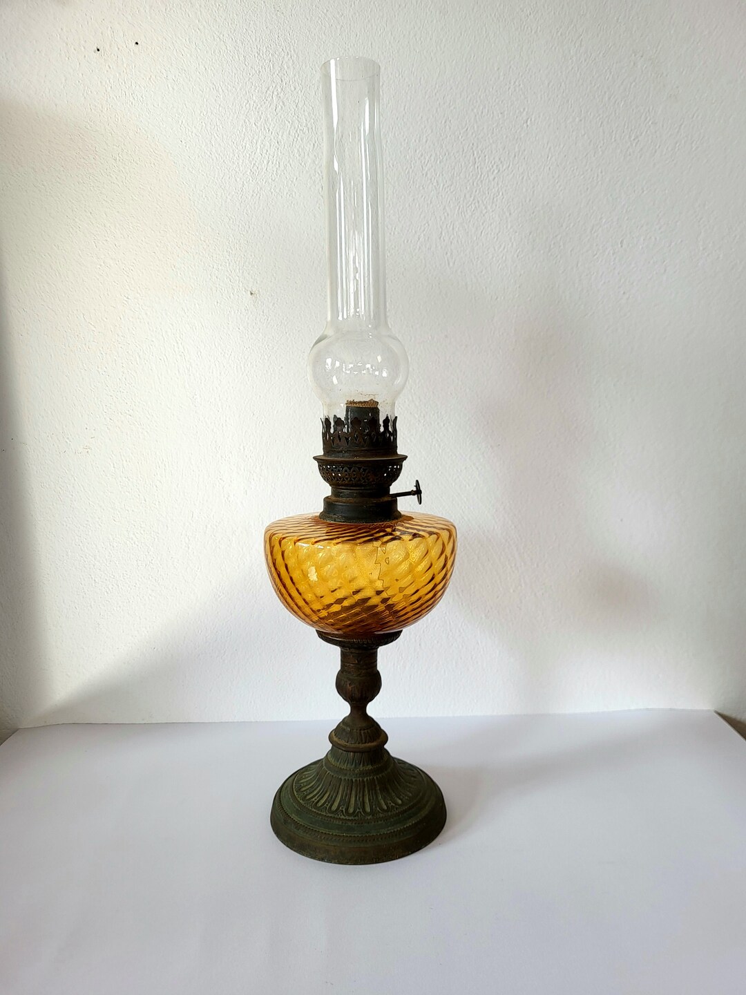 Vintage Brass Kerosene Lamp Antique Brass Kerosene Etsy