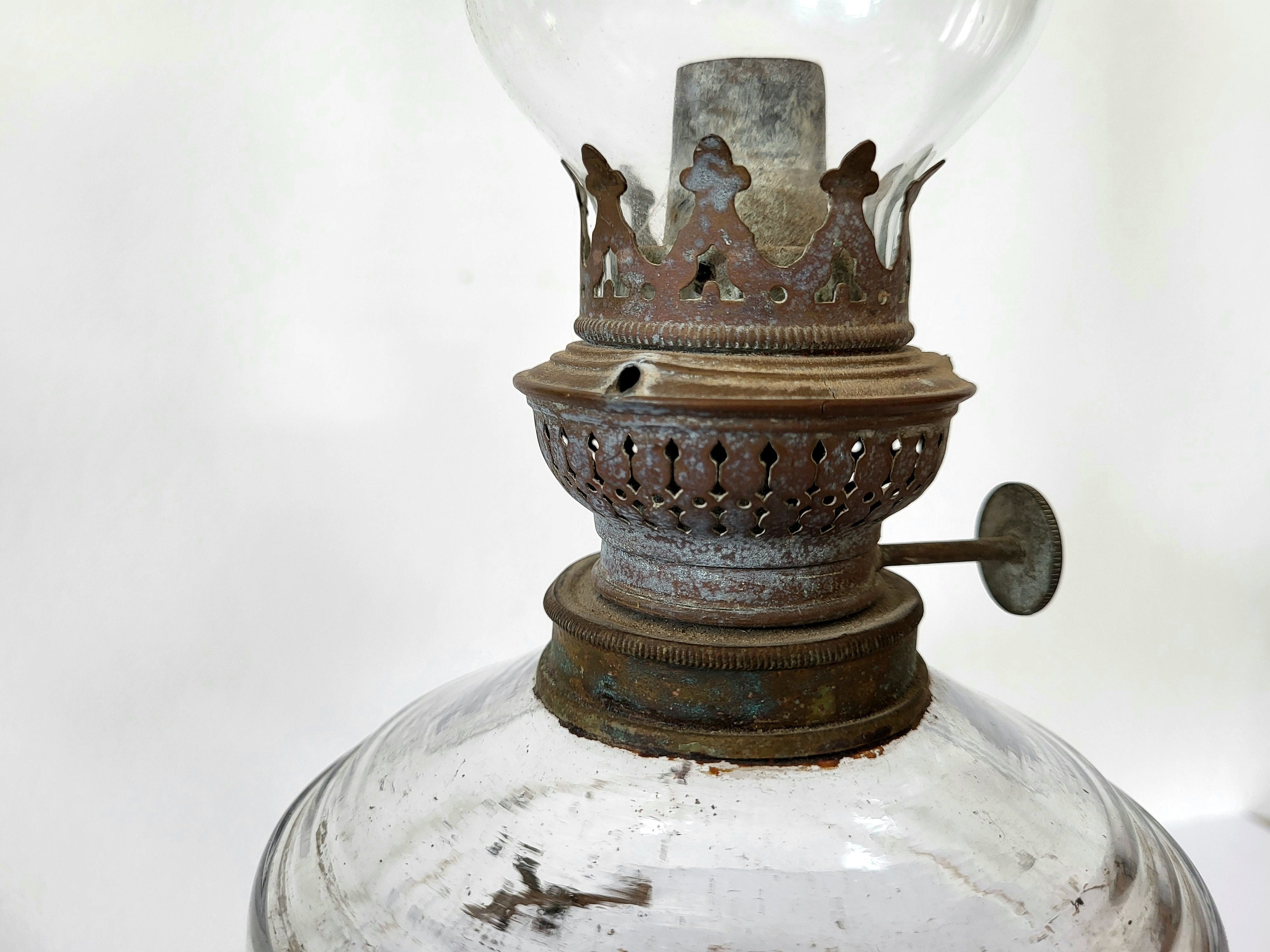 Vintage Brass Plated Kerosene Lamp Antique Brass Etsy