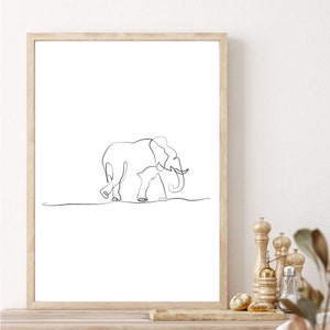 Minimalist Line Drawing, Elephant Print, Elephant One Line Drawing Print, Abstract Elephant Wall Art, Animal Line Art, Animal Prints Digital
