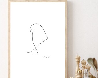 Picasso sparrow line art, Picasso sparrow poster, Modern minimalist art, One line drawing, Pablo picasso, Abstract animals Bird line drawing