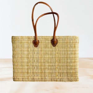 Naturkorb mit langem Henkel, französischer Marktkorb, handgemachte Tasche, Strohkorb, Einkaufshandtasche, Einkaufskorb