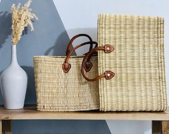 50% Off Handmade Personalized Straw Bag with Leather Handles – French Market Basket, French Market Bag, Straw Basket, Grocery Market Bag