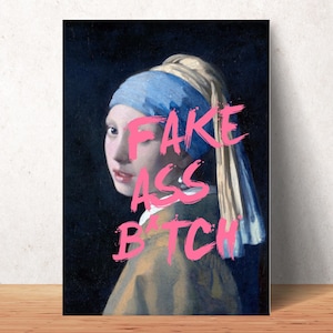 PERRA DE CULO FALSO Gracioso Alterado Vintage Imprimible Grosero Sarcástico Elegante Jerga Peculiar Arte de Pared Pasillo Baño Impresión de Arte Ofensivo Maximalista