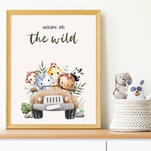 Impressions murales de chambre de bébé Safari, art mignon d'animaux de la jungle, décoration de chambre d'enfant bohème terreuse, impression d'animal pour chambre de bébé, impression d'art mural non sexiste