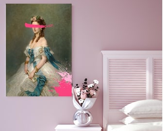 Hot Pink Altered Art Print, Maximalist Wall Art, Feminist Decor, Quirky Home Decor, Unique Gift Idea, Dopermine Wall Art, Eclectic Decor