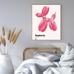 Pink balloon dog printable wall art poster, Funky Room Decor Retro Y2K Art, Pop Art Gallery, Aesthetic Wall Art College Dorm Teen Room Decor