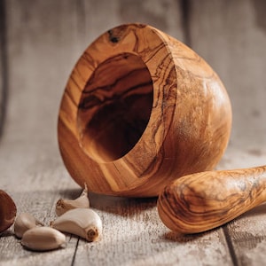 NATURAL OLIVEWOOD Mortar and Pestle Wood Herb Grinder Hand-crafted in Europe completely unique Kitchen Décor Appleyard & Crowe image 3