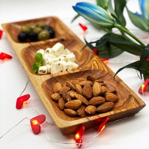 NATURAL OLIVEWOOD Serving board Platter Tray for Fruit Dessert Candy Snacks Nuts - Handcrafted in EUROPE- Appleyard & Crowe