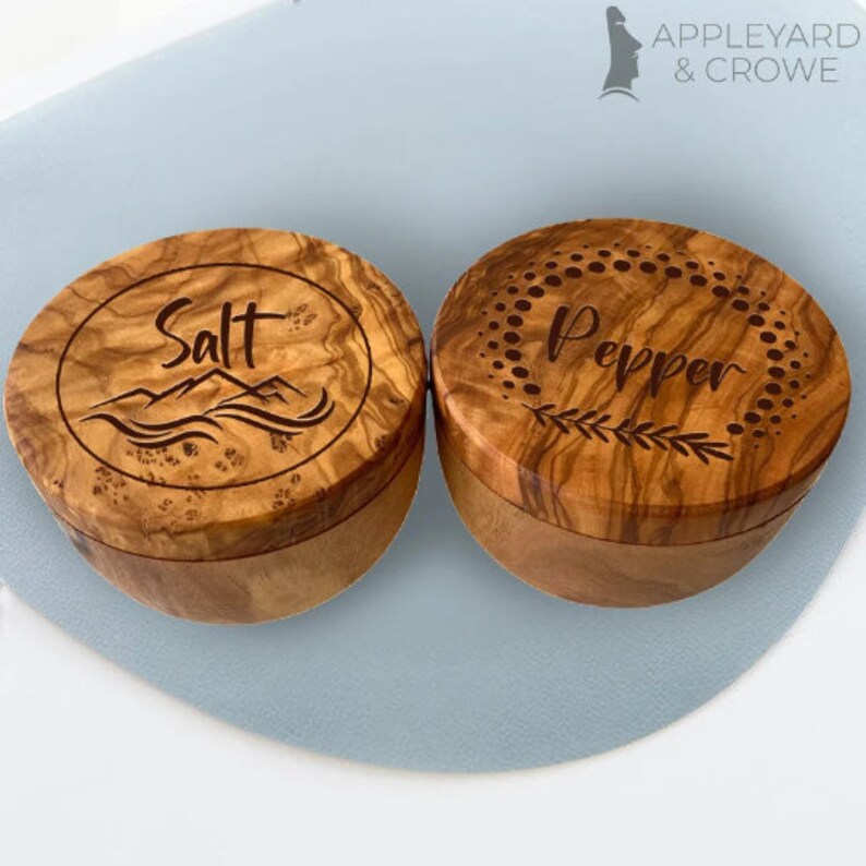 Olive Wood Salt and Pepper Cellar Salt Pig Kitchen Table Décor Unique Salt, Spice Bowl Gift
