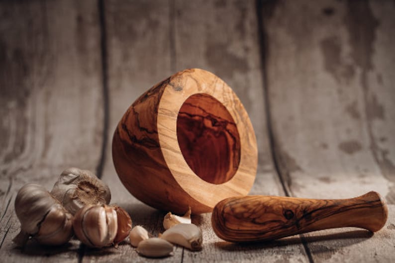 NATURAL OLIVEWOOD Mortar and Pestle Wood Herb Grinder Hand-crafted in Europe completely unique Kitchen Décor Appleyard & Crowe image 5