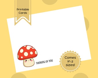Pensando en ti Mushroom Blank 7"x5" Tarjeta imprimible PDF / Descarga digital