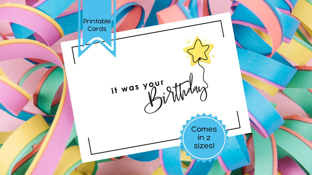 Belated Birthday Blank 7"x5" Printable Card PDF | Digital Download - Etsy