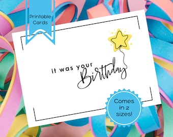 Cumpleaños tardío en blanco 7"x5" Tarjeta imprimible PDF / Descarga digital