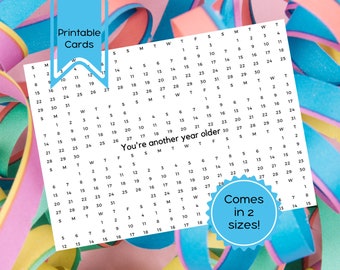 Calendario Cumpleaños En Blanco 7"x5" Tarjeta imprimible PDF / Descarga digital