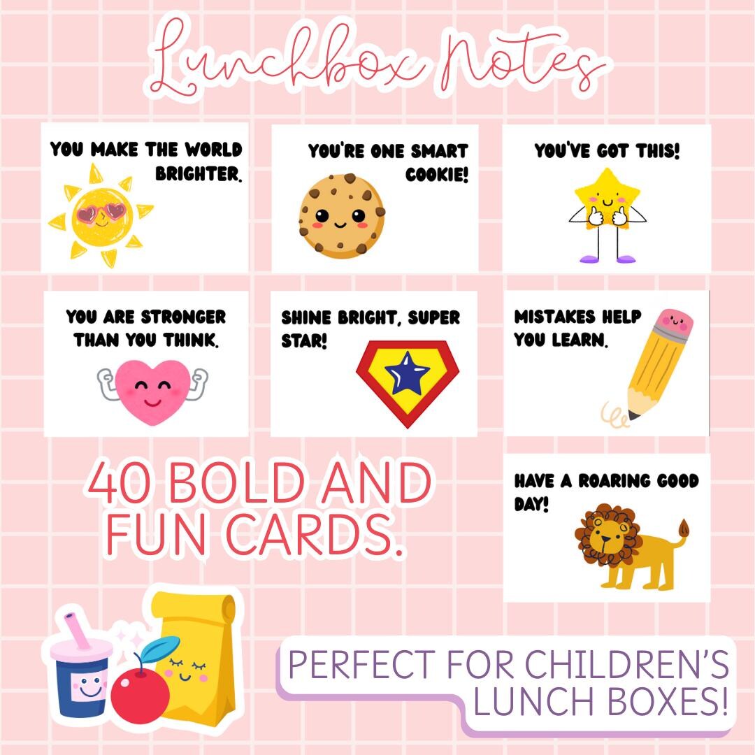 Printable Lunchbox Notes for Kids – 40 Fun & Positive Messages + BONUS ...