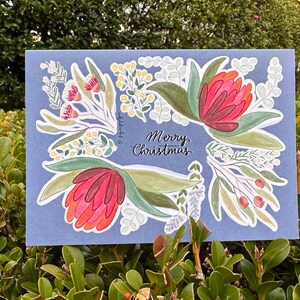 Christmas cards set of 3 Australian natives Tropical flowers A5 floral blank cards