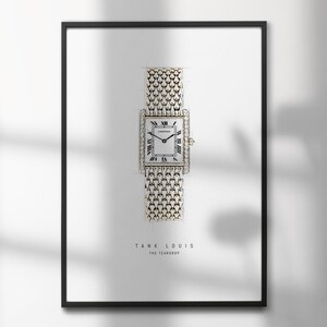 Cartier Tank Louis / Impresiones artísticas de relojes de alta calidad / Perfecto para entusiastas de los relojes y decoración