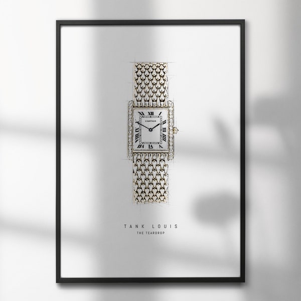 Cartier Tank Louis  | High-Quality Watch Art Prints | Perfect for Watch Enthusiasts and Decor