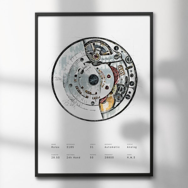 The Rolex Calibre 3185 Movement | High-Quality Watch Art Prints | Perfect for Watch Enthusiasts and Decor