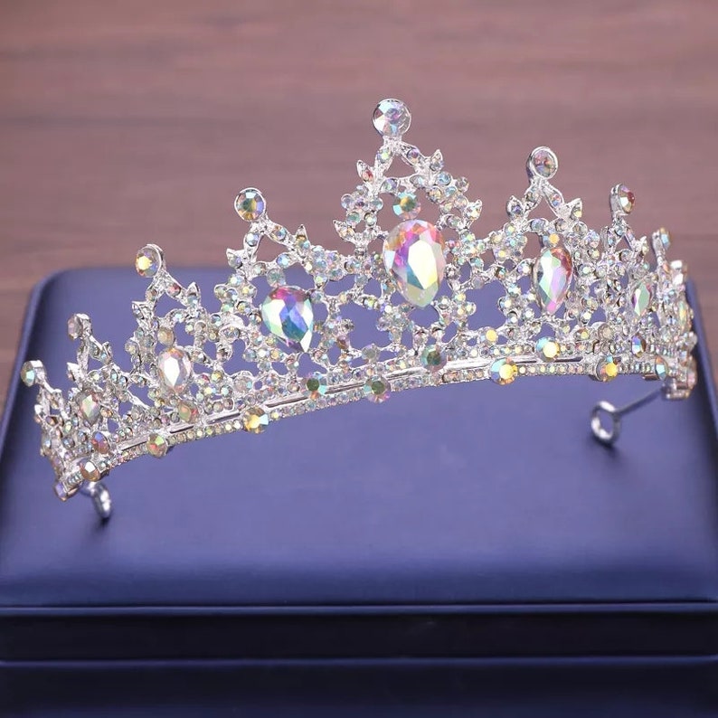 Wedding Hair Tiara Crystal Wedding Tiara Crown Silver Diadem Veil Tiara