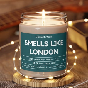 Smells Like London Candle Vegan Soy Wax Eco-friendly Home Decor Gift UK Vacation Souvenir Work Trip Favorite City Candles Top Luxury Gifts