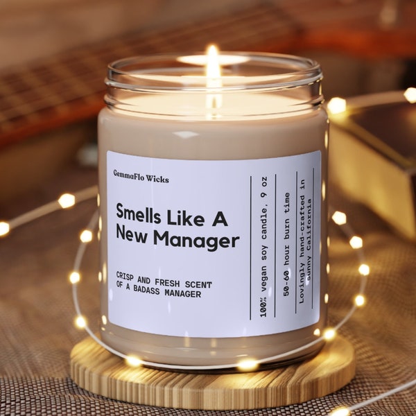 New Manager Soy Wax Candle Nontoxic Scented Glass Jar Candles Eco-friendly Gifts for Coworker Promotion Elite Managers Gift Smells Like 9 oz