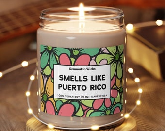 Smells Like Puerto Rico Candle Gift Mothers Day Family Vacation Surprise Announcement Bridesmaid Candles Bachelorette Wedding Party Decor