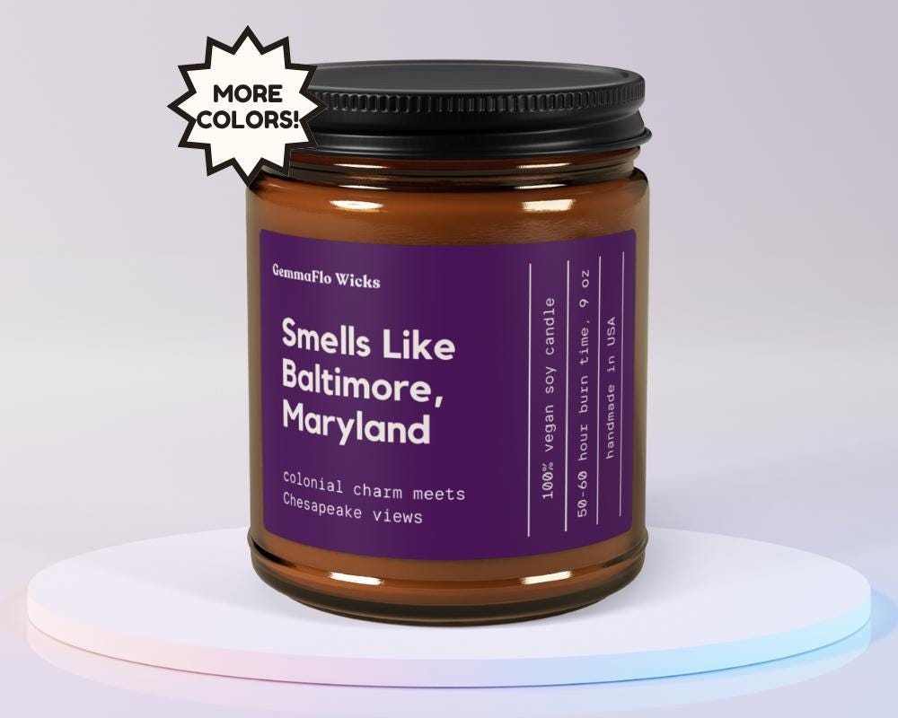 Smells Like Baltimore Maryland Soy Candle Home Decor Gifts for Relocation Moving to DMV Hometown Candles Gift for College Student New House