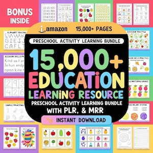Kids Learning & Classroom Activities Bundle, PLR MRR Master Resell Rights, Resale and use Worksheets For Kids, DFY Digital Product Bundle