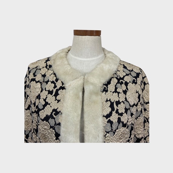 1960s Paris Originals YSL Pattern Fur Trimmed Cape - image 2