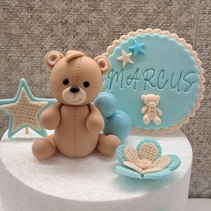 Baby shower / 1st Birthday Fondant Teddy Bear Cake Toppers