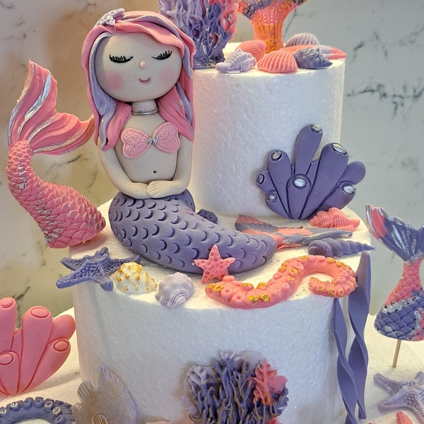 Mermaid Cake Topper Decorations Set