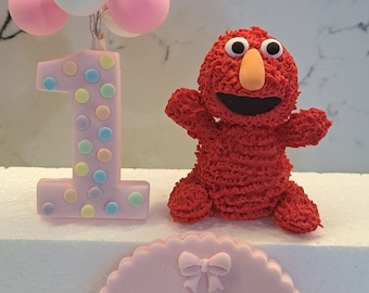 Handmade Elmo Fondant Cake Topper: Party Decoration