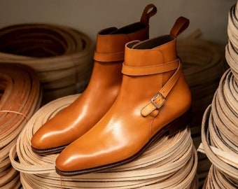 Men's Handmade Brown Jodhpurs Stylish Boot, Men Ankle Dress Boot, Men Leather boot