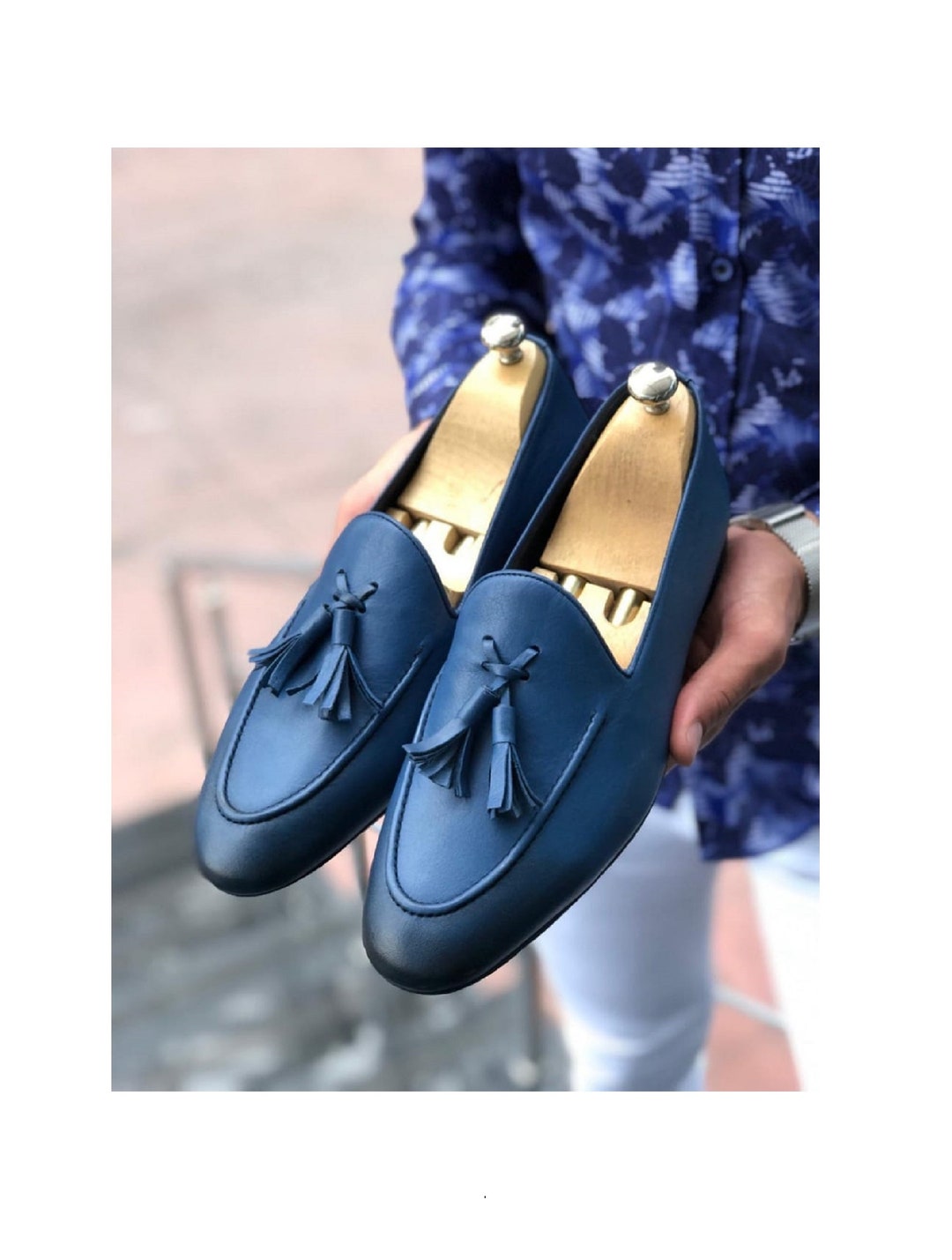 Royal Blue Tassel Loafers for Men's Fashion Shoes Men Etsy