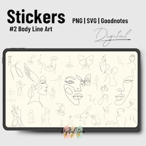 Body Line Art Stickers 300 Dpi PNG SVG Goodnotes Stickers Digital ...